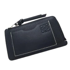 Loewe Coin Card Holder Black Leather Purse Vintage Authentic