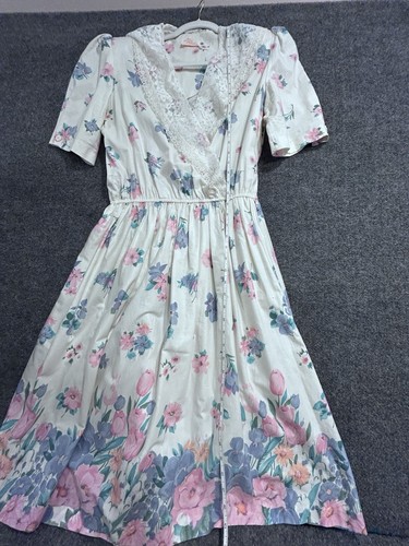 Vintage Lady Carol of New York Dress 18 White Floral Lace 80s - Picture 15 of 17