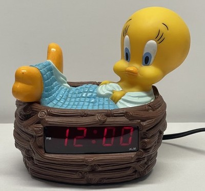 Vtg 1996 TWEETY BIRD ALARM CLOCK Warner Bros Looney Tunes Westclox Retro Cartoon