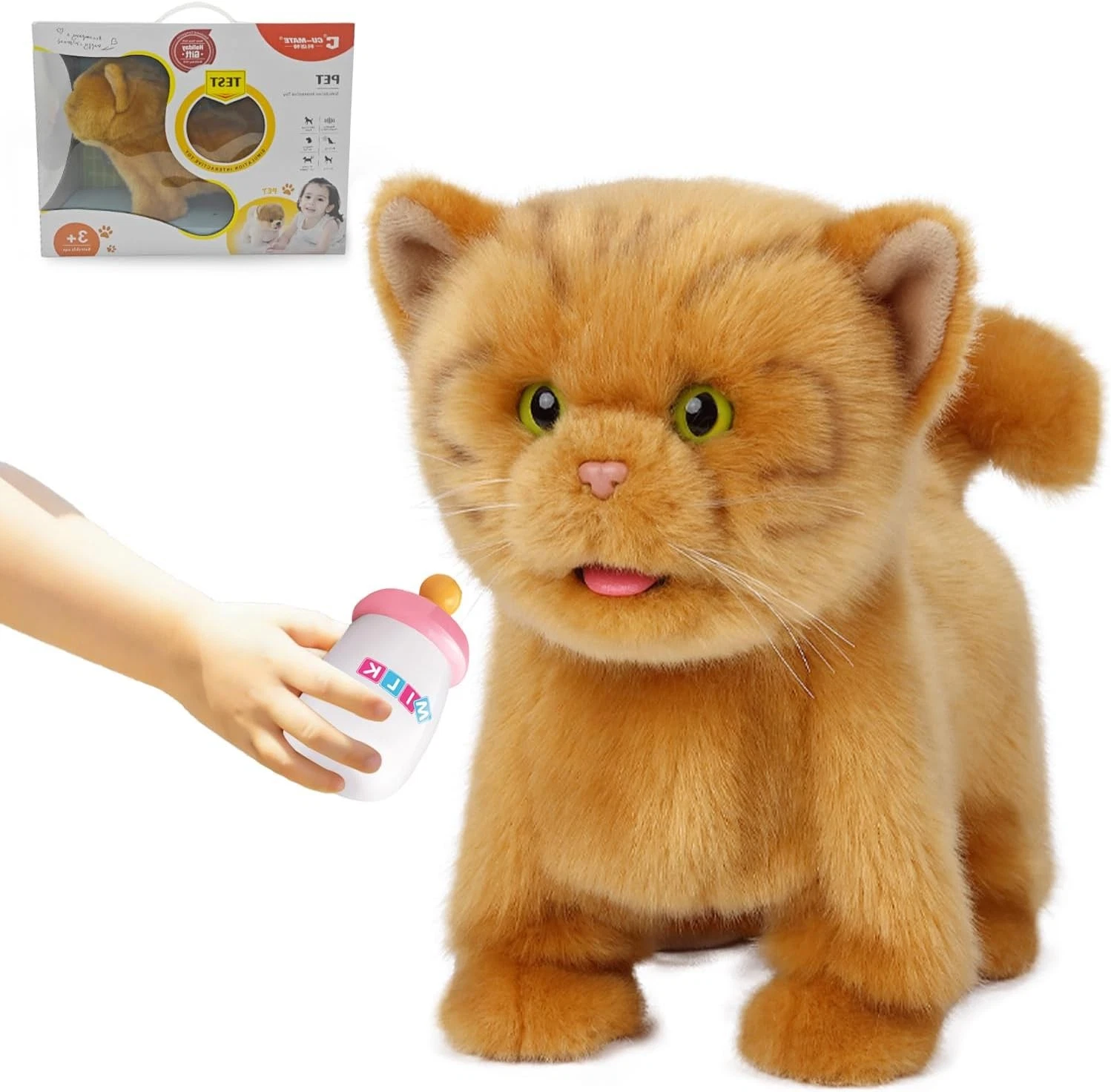 Walking Orange Cat Electronic Stuffed Pet
