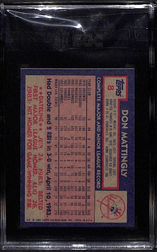 1984 Topps #8 Don Mattently - New York Yankees - SGC 8 RC - Foto 2 di 2