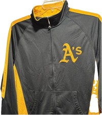 Oakland Athletics Majestic Black & Gold Full Zip Jacket With Pockets Size Large