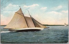 Vintage Sailing Ship / Yachting Postcard Boating Scene / 1910 Cancel