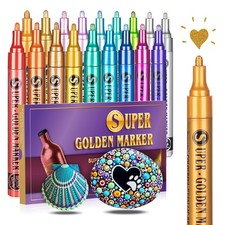 SAKEYR Super Golden Metallic Paint Markers, 18 1 Count Pack of 18 ,