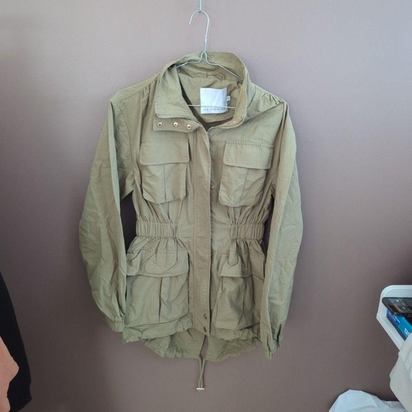 Aje Athletica Jacket Womens 4 Green Utility Zip Front Drawstring Waist Pockets