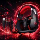 Gaming Headset with Mic for PC PS4 PS5 Xbox One, Wired Over-Ear LED Headphones