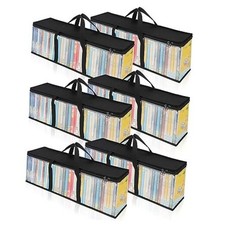 DVD Storage Bags Set of 6 Clear PVC Media Holder Case with Handles 6 Pack