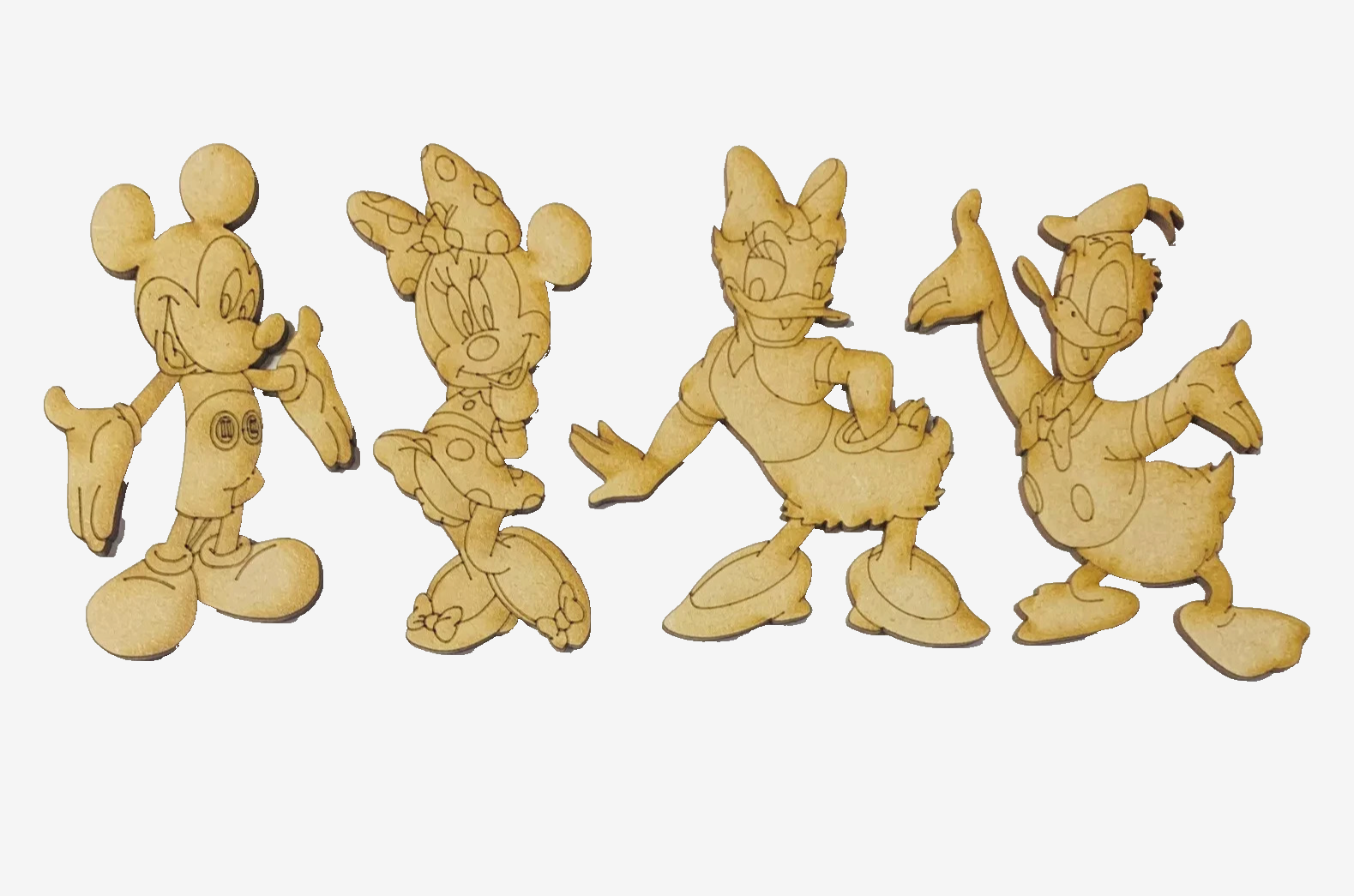 Disney characters x 4 size 150mm,decoration,gift,craft,3mm mdf,laser ...