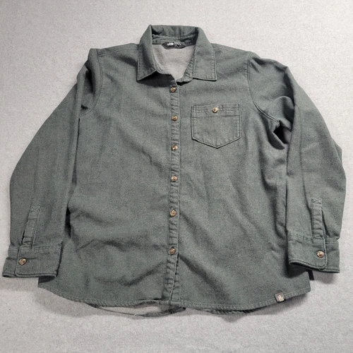 Camicia donna The North Face cotone testurizzato con bottoni manica lunga taglia XL verde