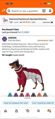 Ultra Warm, Fleece Lined Snowsuit, Small ( For Small Dogs)