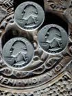 Lot Of (3) Silver Washington Quarters - Good to Fine 3 Silver Coins