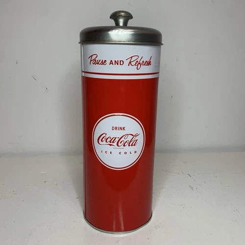 Vintage Coca Cola Metal Straw Dispenser Pause And Refresh Xlnt Fast Shipping