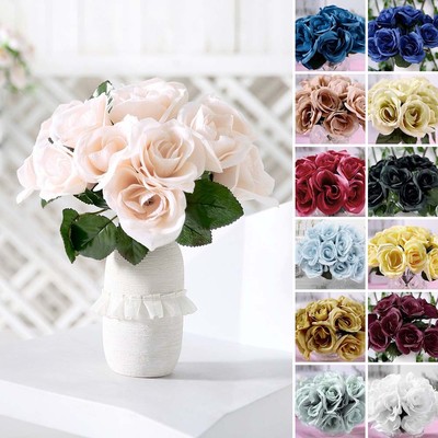 12-Inch Velvet Roses ARTIFICIAL FLOWERS Bouquet Wedding Party Events Supplies