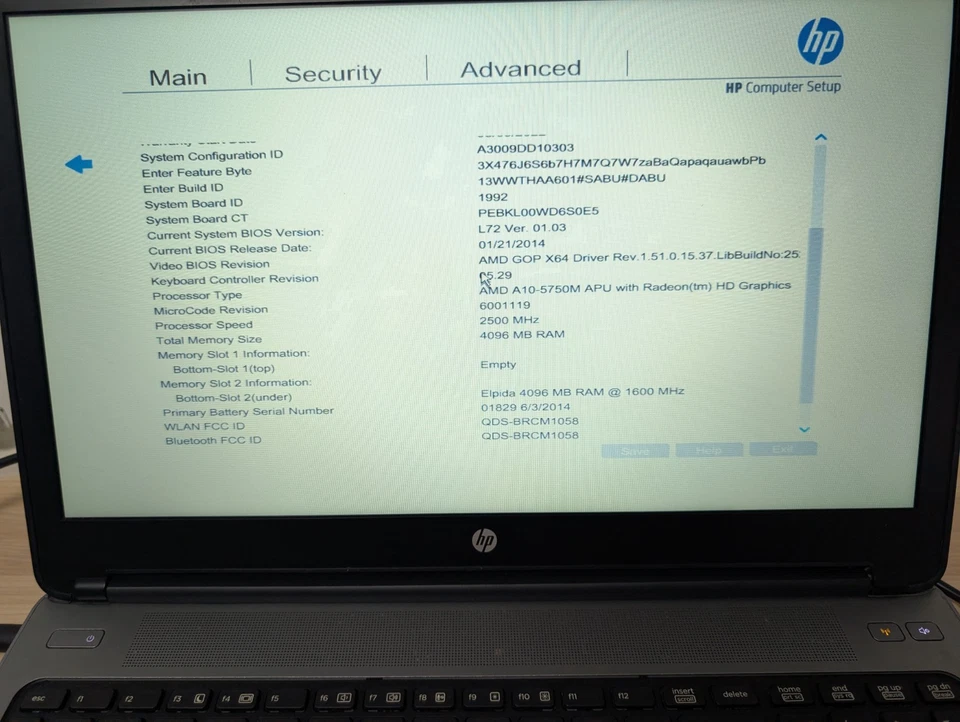 HP ProBook 655 G1 - AMD A10-5750M Radeon - 4GB Ram - No Storage - Image 2 of 4