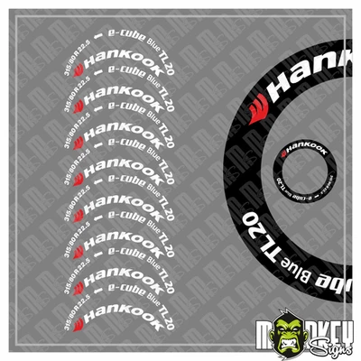 MBBE Tamiya Reifenbeschriftung 1:14 HANKOOK RC LKW freistehend Aufkleber 315