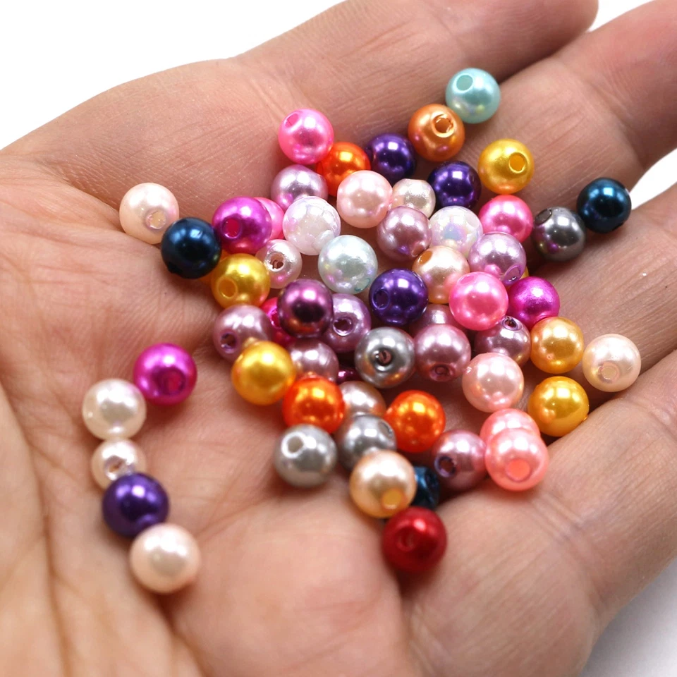 500 шт. 6 мм пластиковые круглые бусины из искусственного жемчуга имитация жемчуга цвет на выбор - Изображение 2 из 4