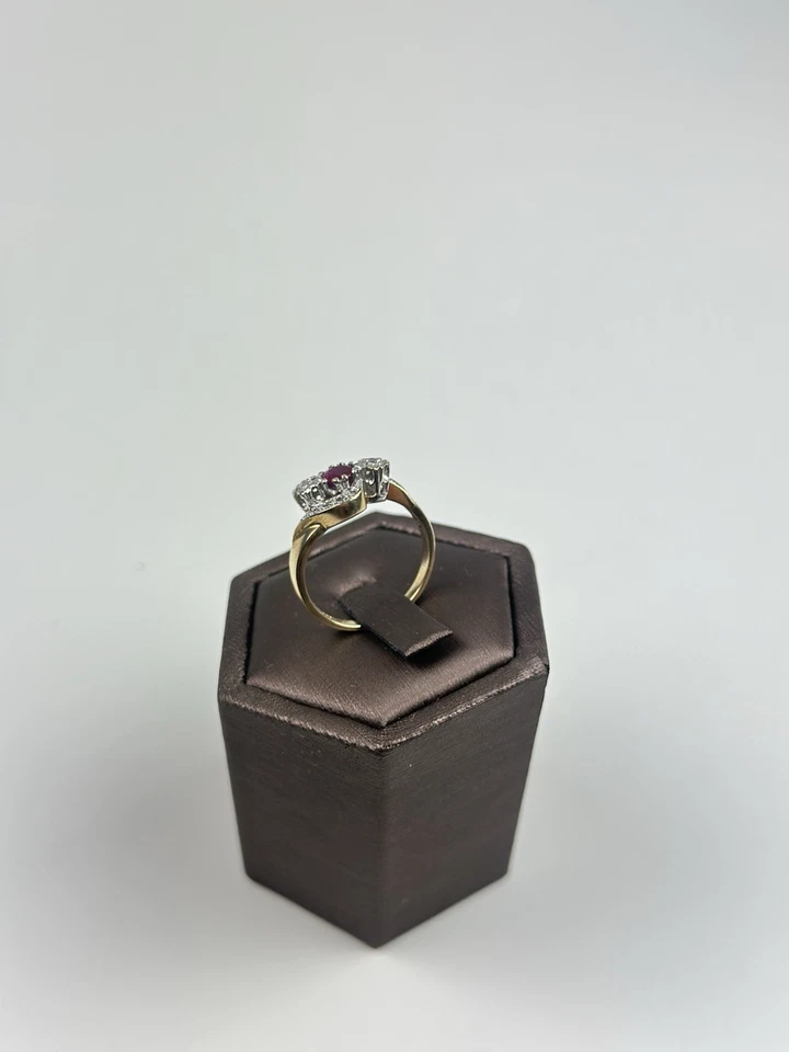 Ruby And Diamond Ring 9ct Gold , Hallmarked And Burma Ruby  - Image 4 of 4