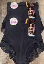 Maidenform ~ 2-Pair Women's Mid-Brief Shapes Firm Control Black Shapewear ~ S