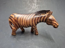 Hand Carved Wooden Zebra Figurine Small 4.5" x 2.5"