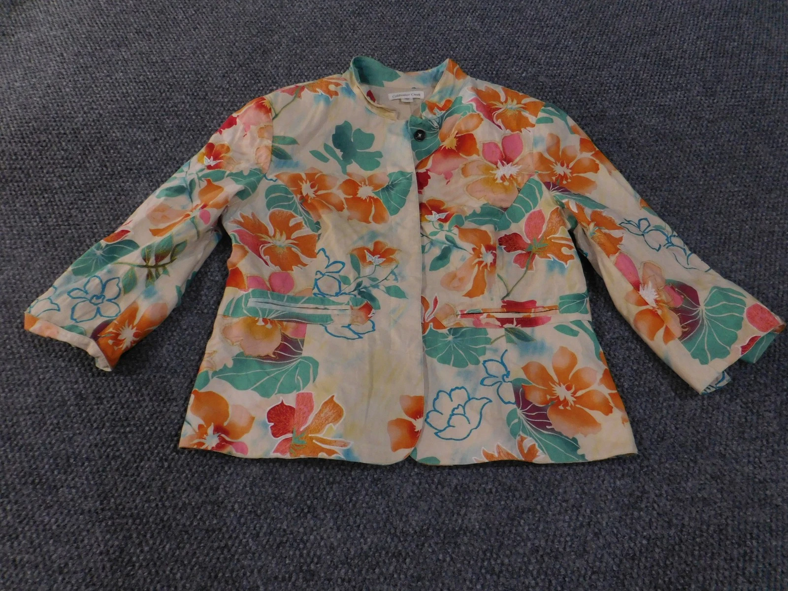 VETEMENTS Giacca Coldwa Creek donna 14 misto lino floreale ricamata primaverile leggera