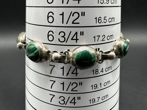 Green Malachite Mexico Gemstone 925 Sterling Silver Jewelry Bracelet Sz 7” - Picture 10 of 11