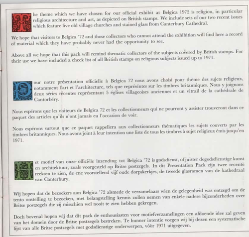 1972 British Post Office Belgica'72 Souvenir Pack - Pack No 42 issued 24 June 72 - Picture 4 of 17