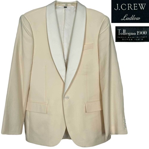 J Crew Ludlow Slim Fit Tuxedo Dinner Jacket Ivory White Shawl Tollegno Prom 38 S