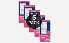 Adams Spiral Money Rent Receipt Books, 2 Part, 5-1/4" x 11", 5 Pack (1000 Forms)