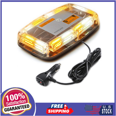 72LED Rooftop Strobe Light   12-24V Magnetic Warning Beacon (Amber/White)