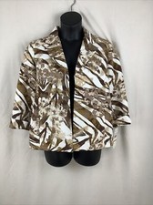 ALFRED DUNNER Size 12 Open Front Brown Aztec Jacket Blazer NEW 72