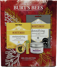 Burts Bees Spa Collection Gift Set Lip Face Mask Balm Creme Lavender Candle NEW