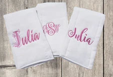 Set of 3+ Personalized Monogrammed Embroidered Burp Cloth Boy/Girl-Thick 6 Ply