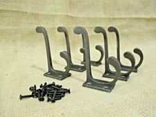 6 METAL HOOKS COAT HAT RACK HEAVY DUTY 3 1/2"  IRON STORAGE POTS CLOSET LOT 