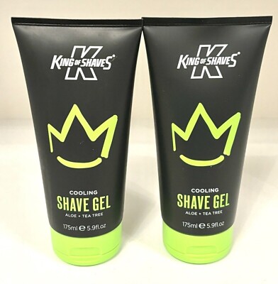 2 x 175 ml King of Shaves kühlendes Rasiergel Aloe + Teebaum - NEU UK KOSTENLOSER VERSAND