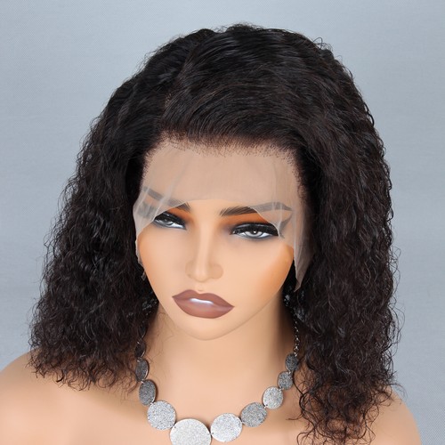 Kinky Curly Lace Front Wig Human Hair Short Bob Wig Lace Closure Wig Frontal Wig - Picture 18 of 19