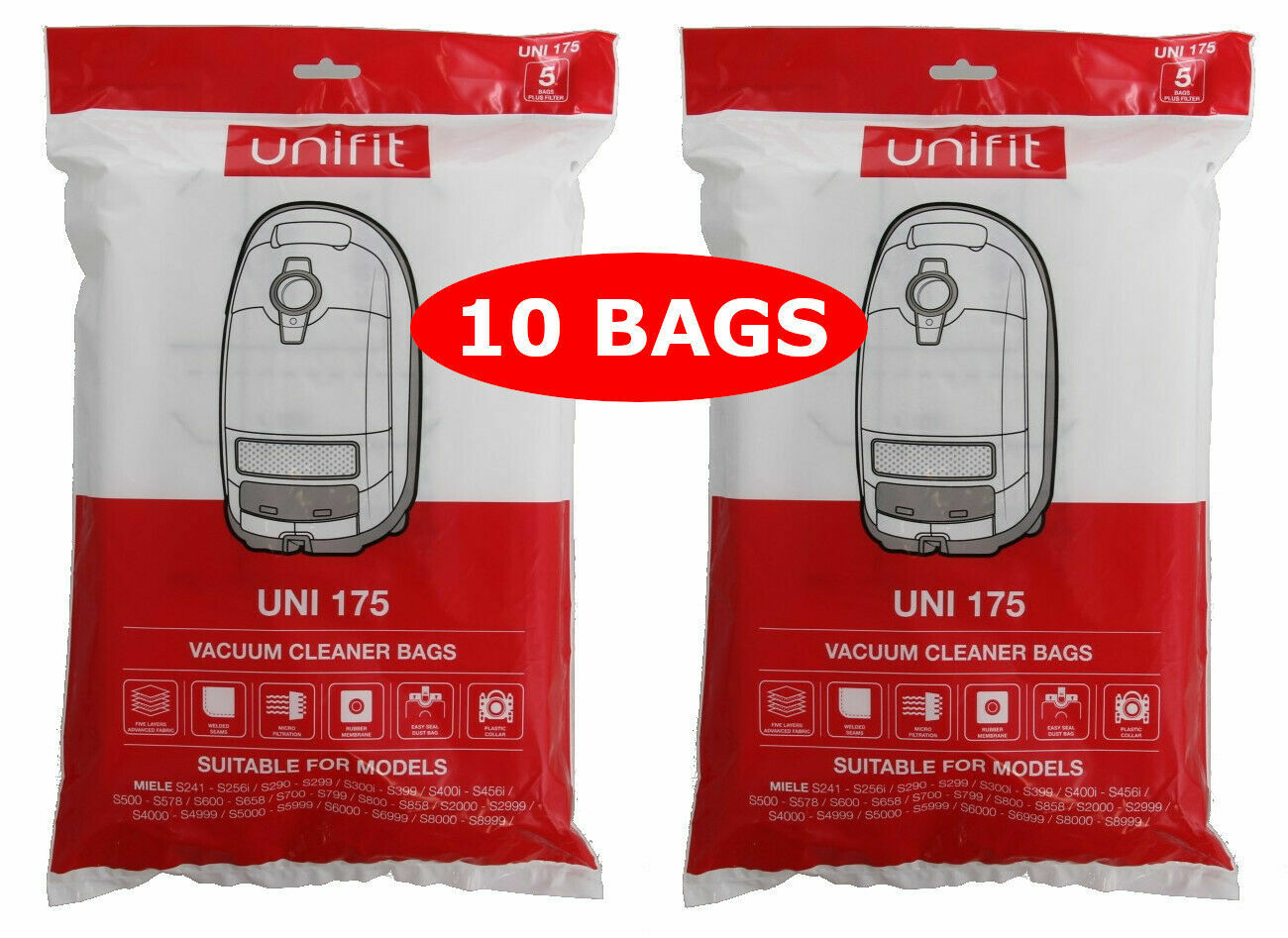 Miele GN / FJM Compatible Synthetic Vacuum Bags by Unifit 10 bags + 4