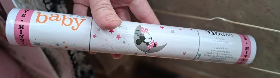 Nuevas calcomanías de pared Disney Baby Minnie Mouse rosa/gris de Lambs & Ivy 52x33 Foto 4 de 4