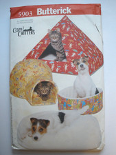 BUTTERICK PATTERN 5903 COZY CRITTERS 4 DOG & CAT BEDS IGLOO PYRAMID TENT UNCUT