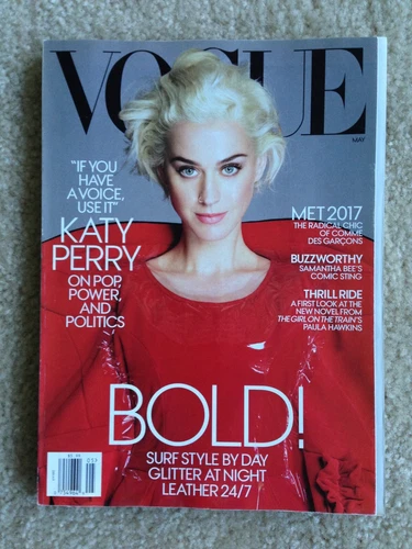 Vogue magazine used read once stored shows age/wear features Katy Perry May 2017