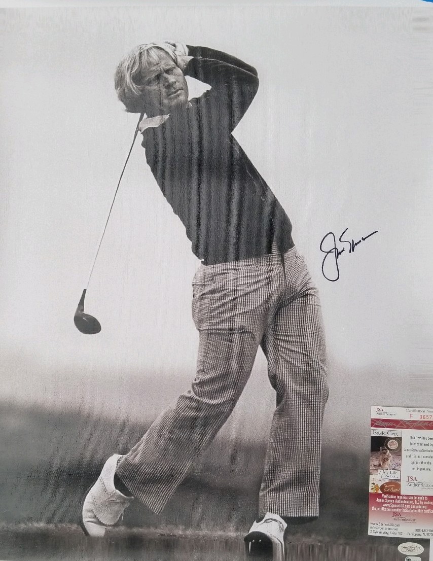 palmer nicklaus Autographed Signed MASTERS CHAMPIONS MASTERS CHAMPION JACK NICKLAUS 16X20 PHOTO CANVAS JSA COA 