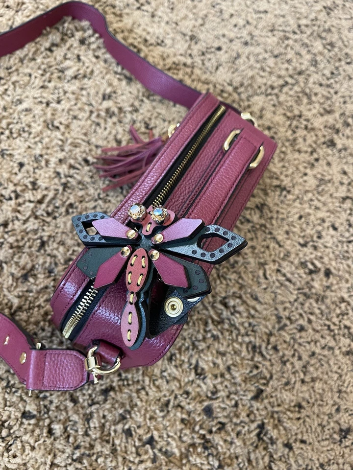 Bolso Bandolera Milly Cuero Genuino Borgoña Cartera Foto 3 de 4