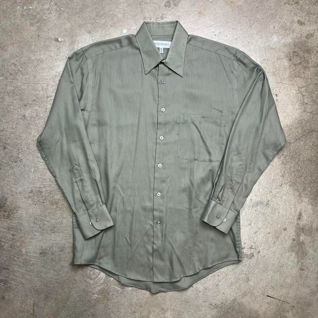 Camicia uomo vintage Yves Saint Laurent YSL con bottoni taglia small verde manica lunga