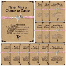 12 Set Dance Bracelet Gifts for Team Pink Ballet Dance Bracelet Recital Gifts...