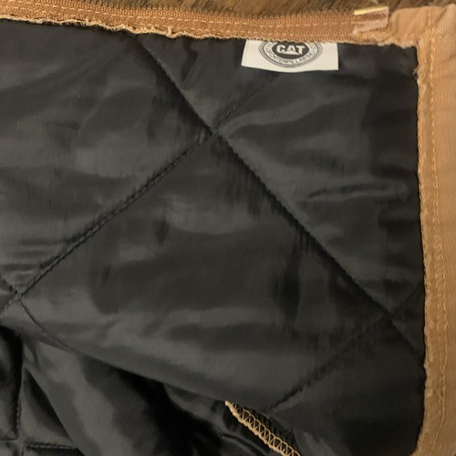 Vintage Cat Caterpillar Quilted Tan Brown Work Vest Men’s Size Small Made In USA - Picture 6 of 10