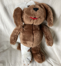 Vintage Russ Berrie Milk Bone Puppy Dog Plush Animal Dr. Spot Brown White 12"