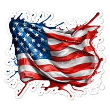 USA Flag Paint Splatter, Vinyl Decal Sticker, Indoor Outdoor, 3 Sizes, #9494