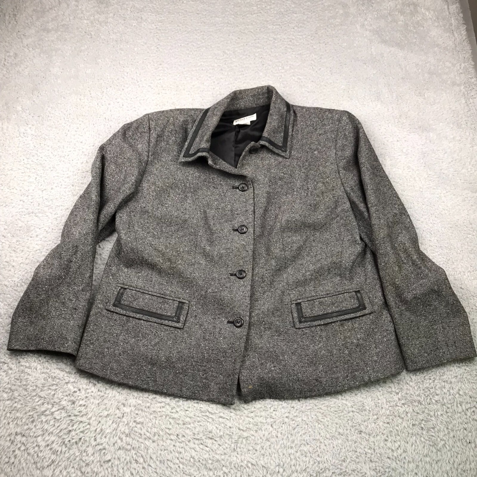 Pendleton Jacket Womens 14W Gray Lambswool Silk L… - image 1