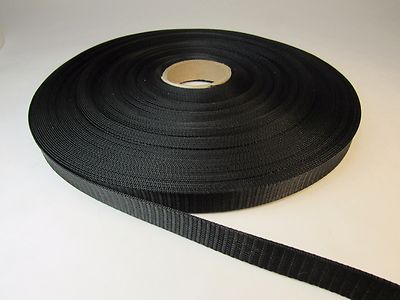 50yd roll 5/8'' BLACK lightweight Nylon Webbing strap collar belt crafts abt 1mm