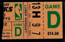 1983 BASKETBALL PLAYOFFS TICKET BUCKS 76ERS JULIUS ERVING 19pt/5rb/2ast/3st/3blk