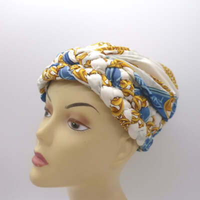 Hermes Braided Silk Headband in Pink, Green, Yellow & Blue Hermes Multicolor Wild Singapore main image 2